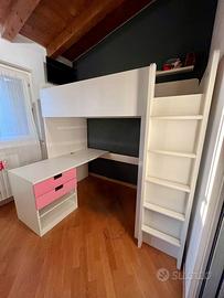 Letto a soppalco IKEA SMÅSTAD, scrivania e armadio
