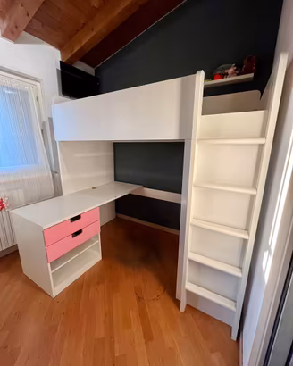 Letto a soppalco IKEA SMÅSTAD, scrivania e armadio