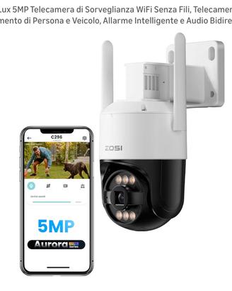 Telecamera IP di sorveglianza Wifi 5MP 360•