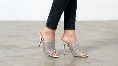 Sandali mules, tacco, pelle, bianco, Missoni, N.42