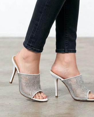 Sandali mules, tacco, pelle, bianco, Missoni, N.42