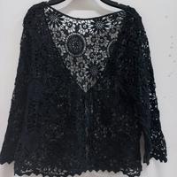 Cardigan nero traforato in pizzo , taglia unica