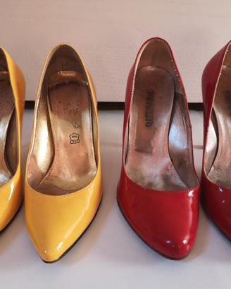 Decolletè vernice gialle e rosse n.35 e 36 tacco 9