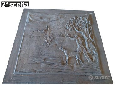 Lastra in ghisa decorata 78x75H x 1cm per camini