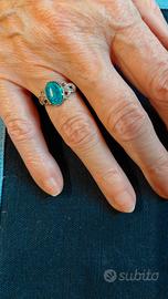 Anello Ovale Azzurro con Madonna di Caravaggio