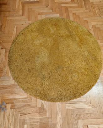 tappeto giallo pelo lungo 150cm tondo 