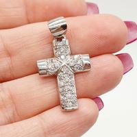 COD.1200E.25 CIONDOLO CROCE ORO BIANCO 18K 750