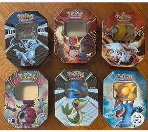 Lotto 6 scatole in latta Pokemon