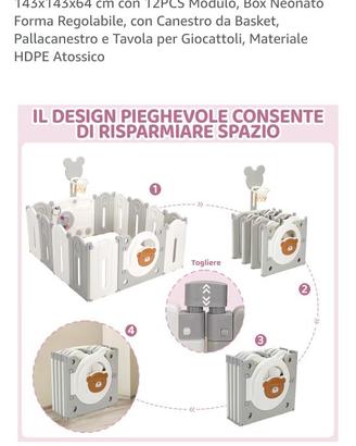 Box bambini pieghevole con canestro da basket