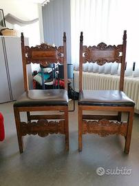 Coppia di sedie umbertine in stile neorinascimenta