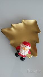 Candela babbo natale e vassoio albero dorato