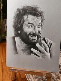 Ritratto Bud Spencer fatto a mano, da collezione