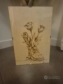 Quadro scarpa con tulipani.