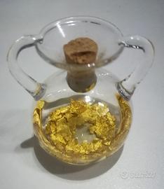 AMPOLLA IN VESTRO SOFFIATO e SCAGLIE IN ORO 22K.