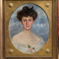 Ritratto di giovane donna firmato e datato 1906