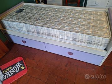 Letto con cassettoni rete e materasso