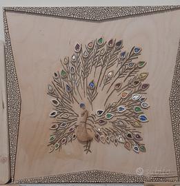 Quadro Artigianale in Legno - Pavone
