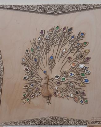 Quadro Artigianale in Legno - Pavone