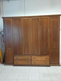 Armadio a 6 ante battenti in noce massello