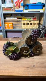 PORTABOTTIGLIE VINO CON BOTTI ED UVA