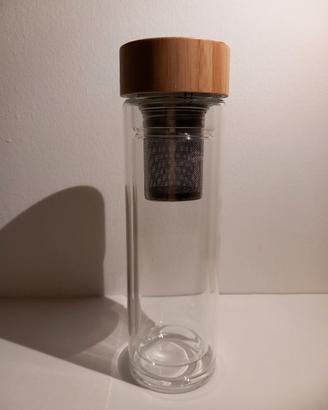thermos borraccia vetro trasparente con infusore