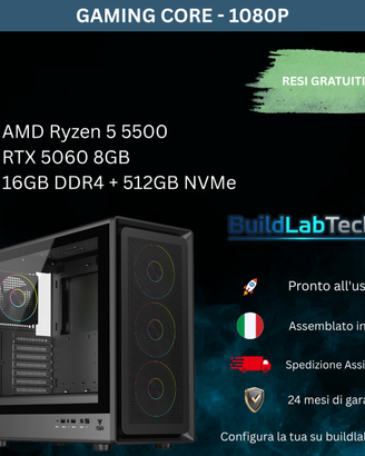 PC Gaming Ryzen 5 RTX 5060 8GB Nuovo