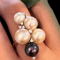 Anello oro con perle e diamanti