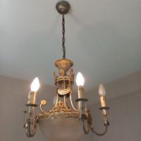 Lampadario cristallo e metallo bronzato - 30€