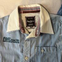Camicia Pepe jeans cotone a righe bianca blu