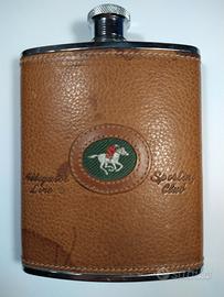 Fiaschetta per liquori in acciaio e pelle marrone