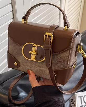 Borsa a tracolla rigida bicolore con dettagli