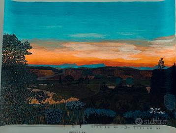 Dipinto acrilico 50x35cm "tramonto campestre"