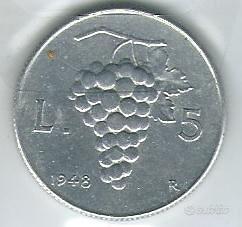 5 Lire "UVA" Repubblica Italiana