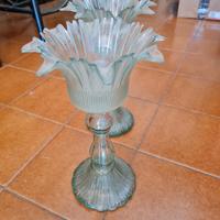 Coppia vasi/ portacandele in vetro  anni 50 