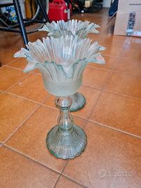 Coppia vasi/ portacandele in vetro  anni 50 