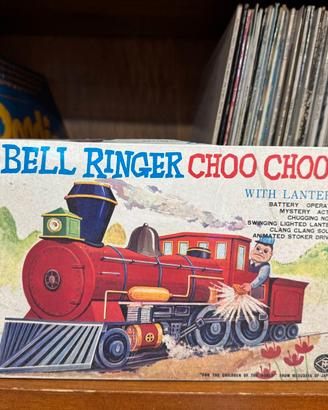 Modellino vintage trenino in latta bell ringer cho