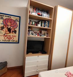 Libreria moderna porta TV con ripiani +Cassettiera