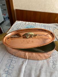 Pesceira in rame martellato con griglia