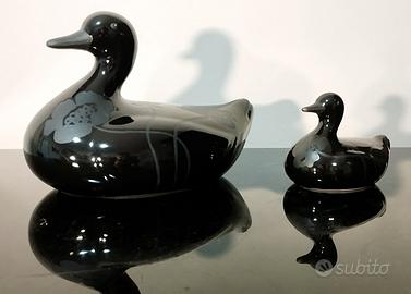 Coppia di anatre Black & Satin, Italia, ca. 1965