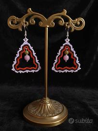 Orecchini artigianali vintage anni 90 gemme giada