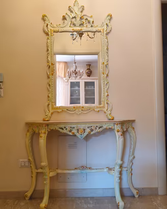 consolle/specchiera + orologio barocco veneziano