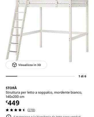 Letto soppalco bianco