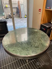 TAVOLO TONDO PIANO IN MARMO STRUTTURA IN FERRO