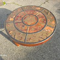 tavolino rotondo in legno massiccio,  antico etnic