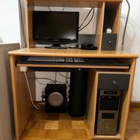Scrivania Computer completa con cassetti passacavi