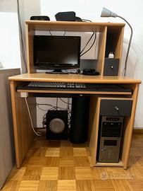 Scrivania Computer completa con cassetti passacavi
