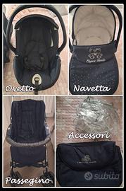 Trio Cam "Elegant Family" Blu Notte con swarovski