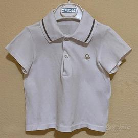 Benetton Baby Polo Bianco 9-12 Mesi Taglia 74