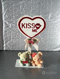 Decorazione Kiss me orsetti anni 80 vintage