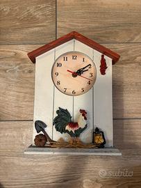 Orologio da tavolo vintage galletto in legno